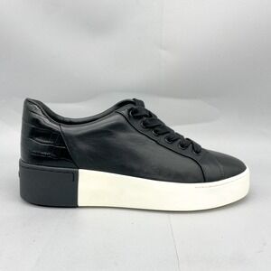 Vince Womens 7.5 Bensley Platform Sneakers Black Leather White Casual Shoes